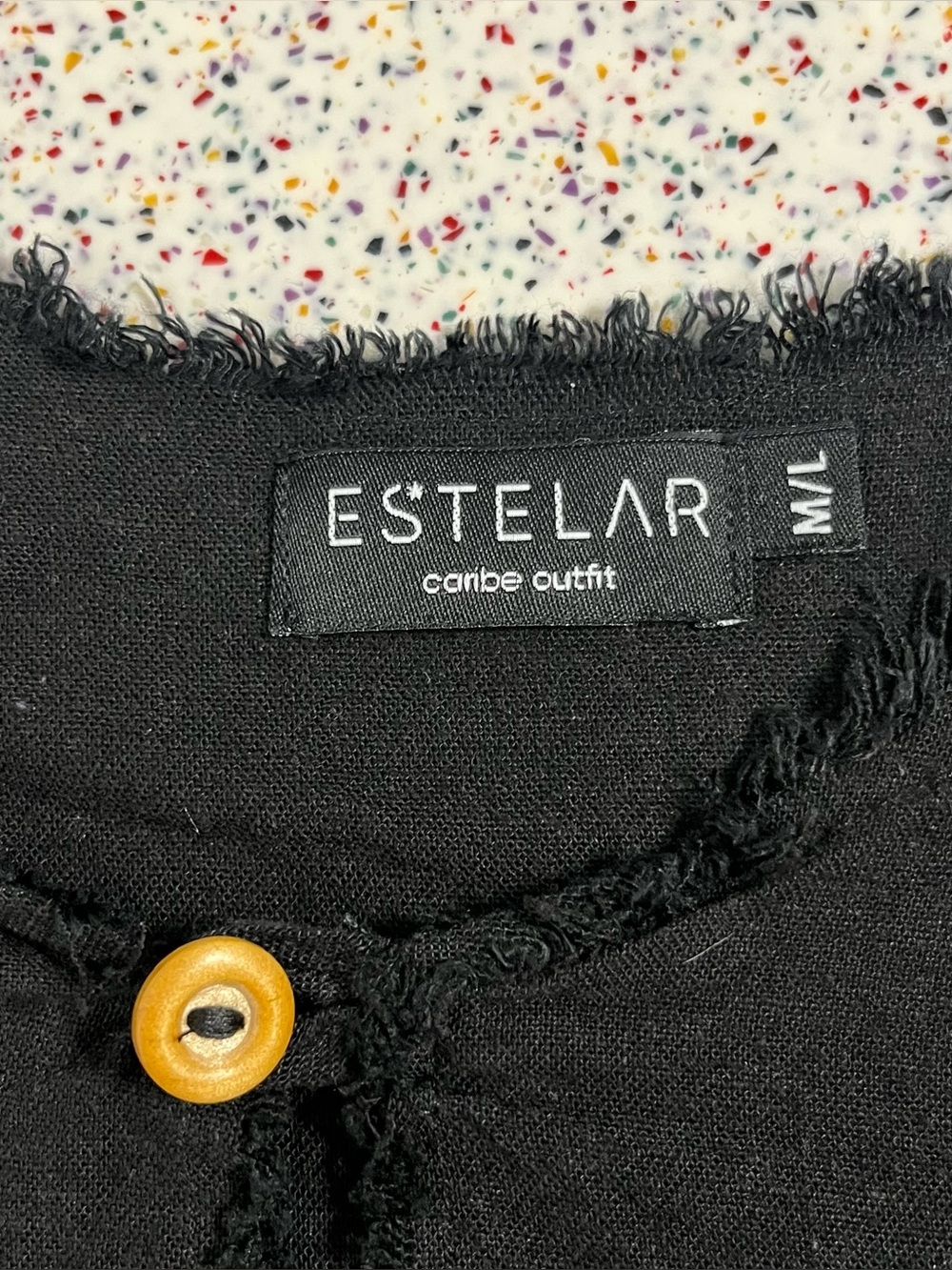 Estelar Caribe Men’s Linen T-Shirt Black Relaxed Fit Casual Size M/L View 3